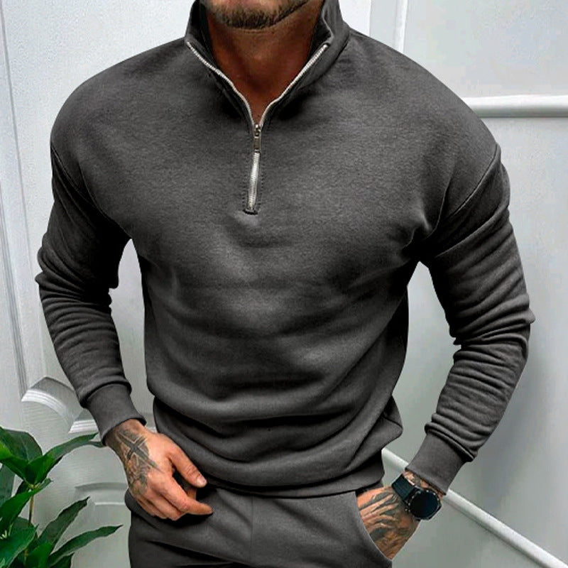 Warm Zipper Hoodie with High Neck Collar