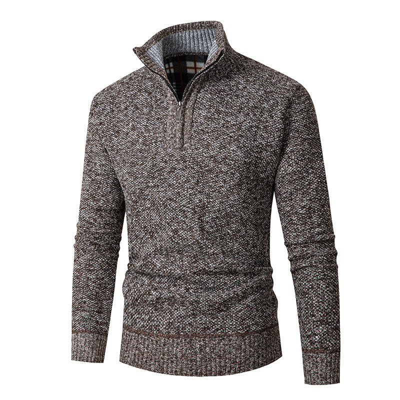 Warm Zip Up High Neck Knitted Sweater