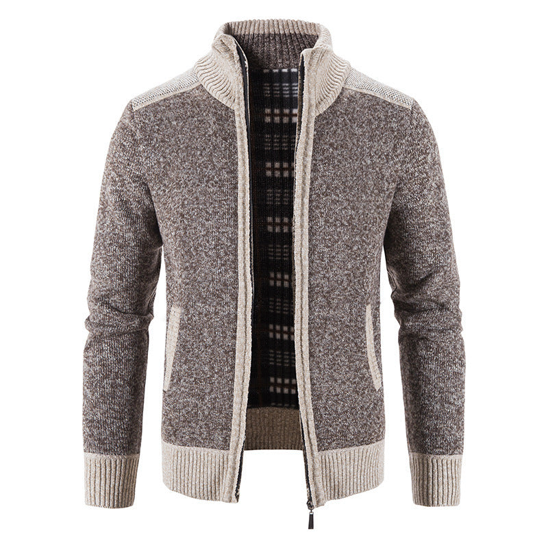 Men's Thick Cable Knit Zipper Sweater Cardigan