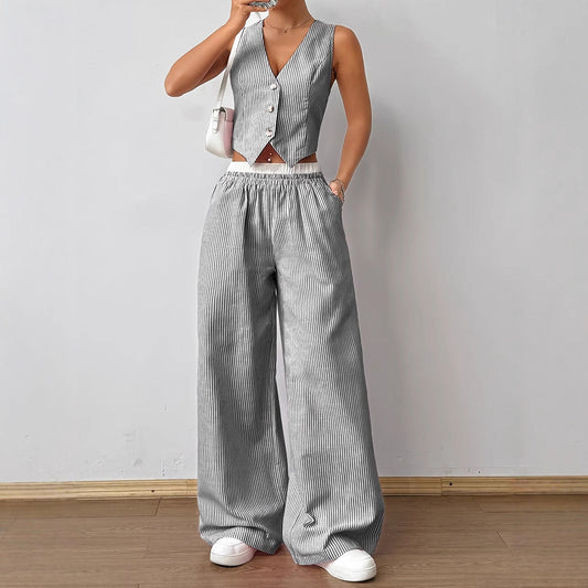 Chic Summer Stripe Loungewear Set - OutfitLondon