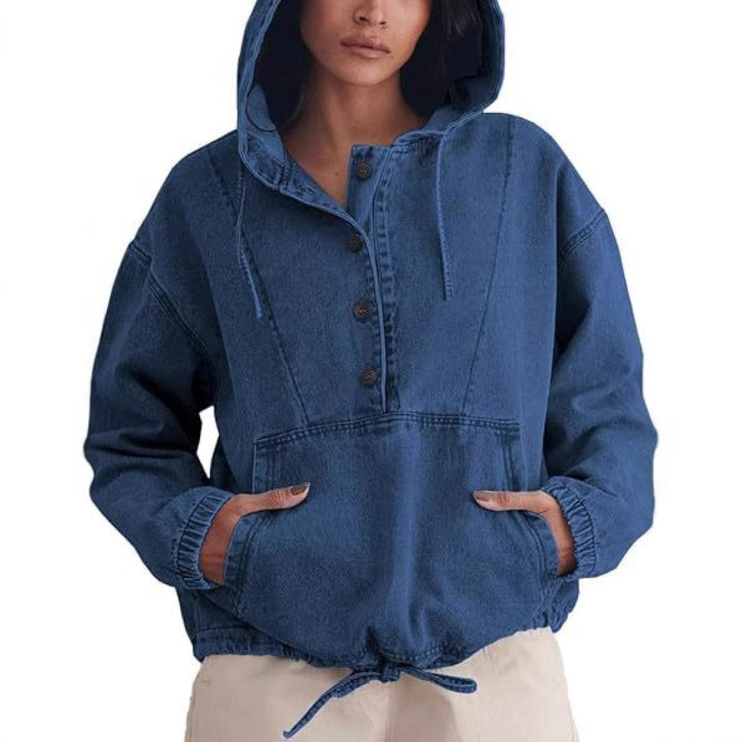 Slim Water Resistant Hooded Jacket with Button Front