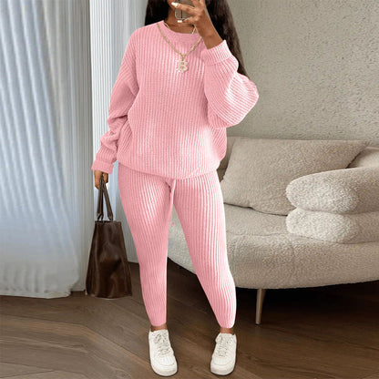 Soft Fleece Loungewear Set with Long Sleeve Top