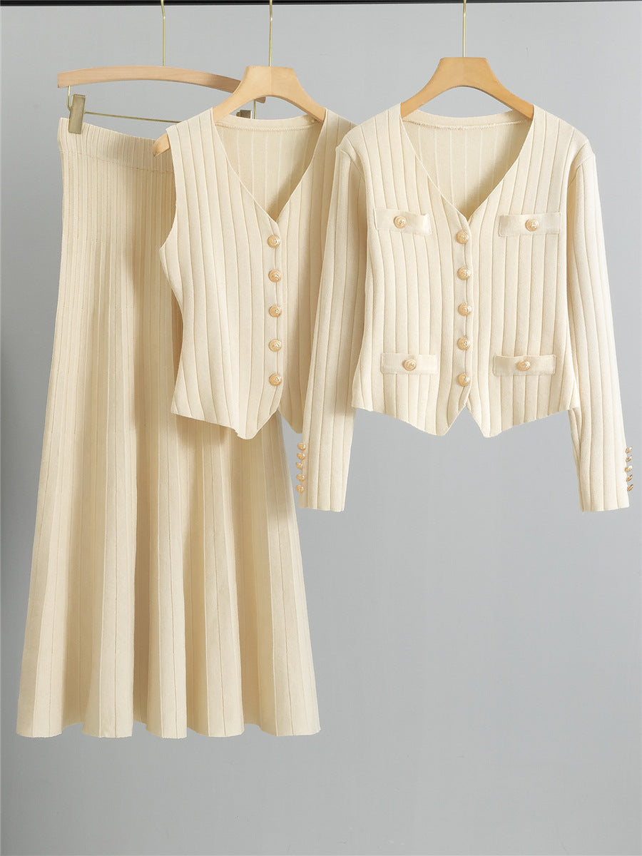 Stylish V Neck Suit Vest and Pencil Skirt Set