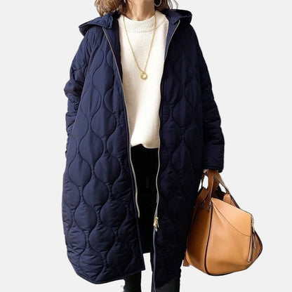 Women's Padded Parka Coat - Oversized Fit - Hooded Cotton Jacket