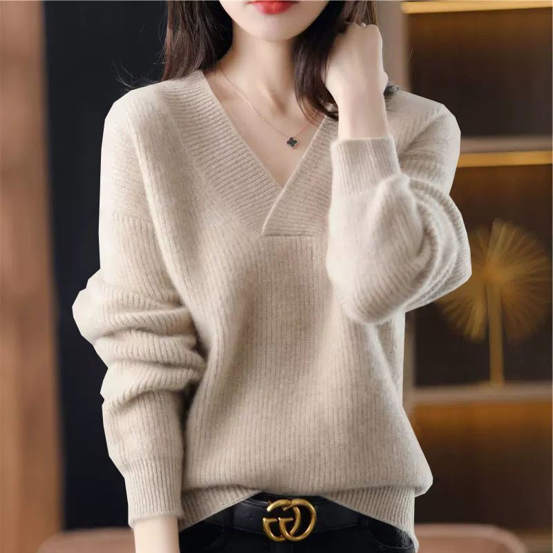 Soft V-Neck Long Sleeve Women's Sweater