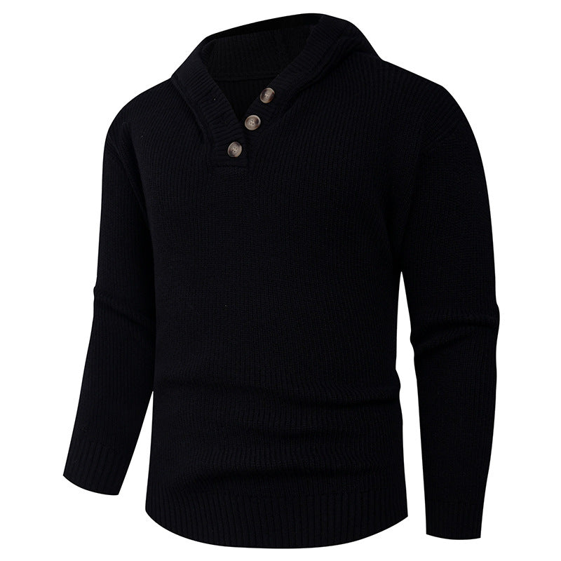 Warm Crew Neck Button Jumper Sweater