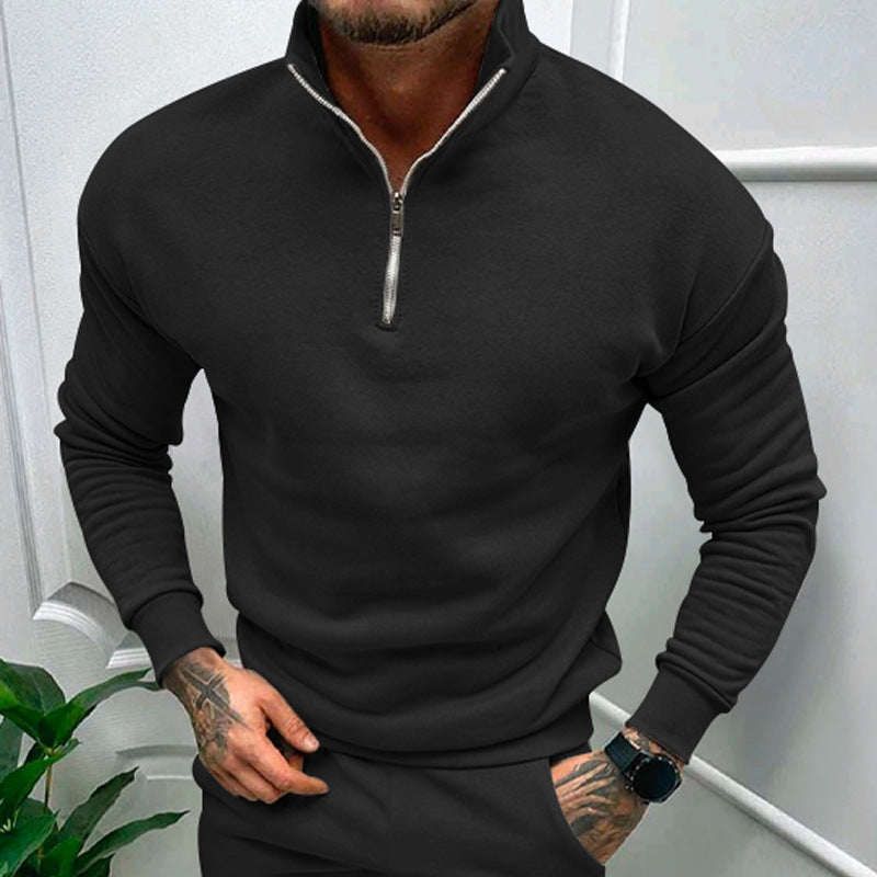 Warm Zipper Hoodie with High Neck Collar