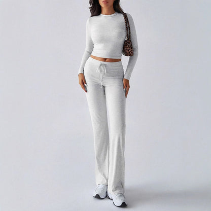 Relaxed Fit Crop Top and Elastic Waist Pants Set - OutfitLondon