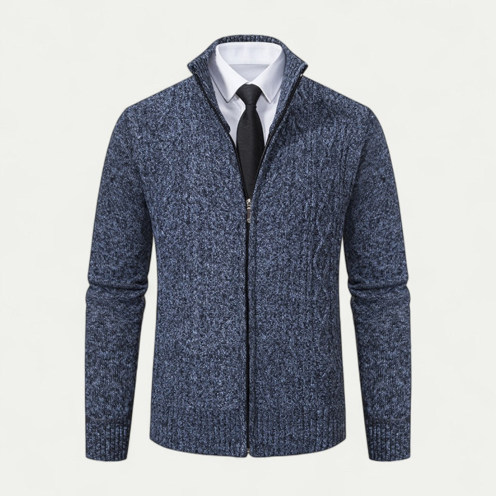 Men's Thick Zip Up Cable Knit Sweater
