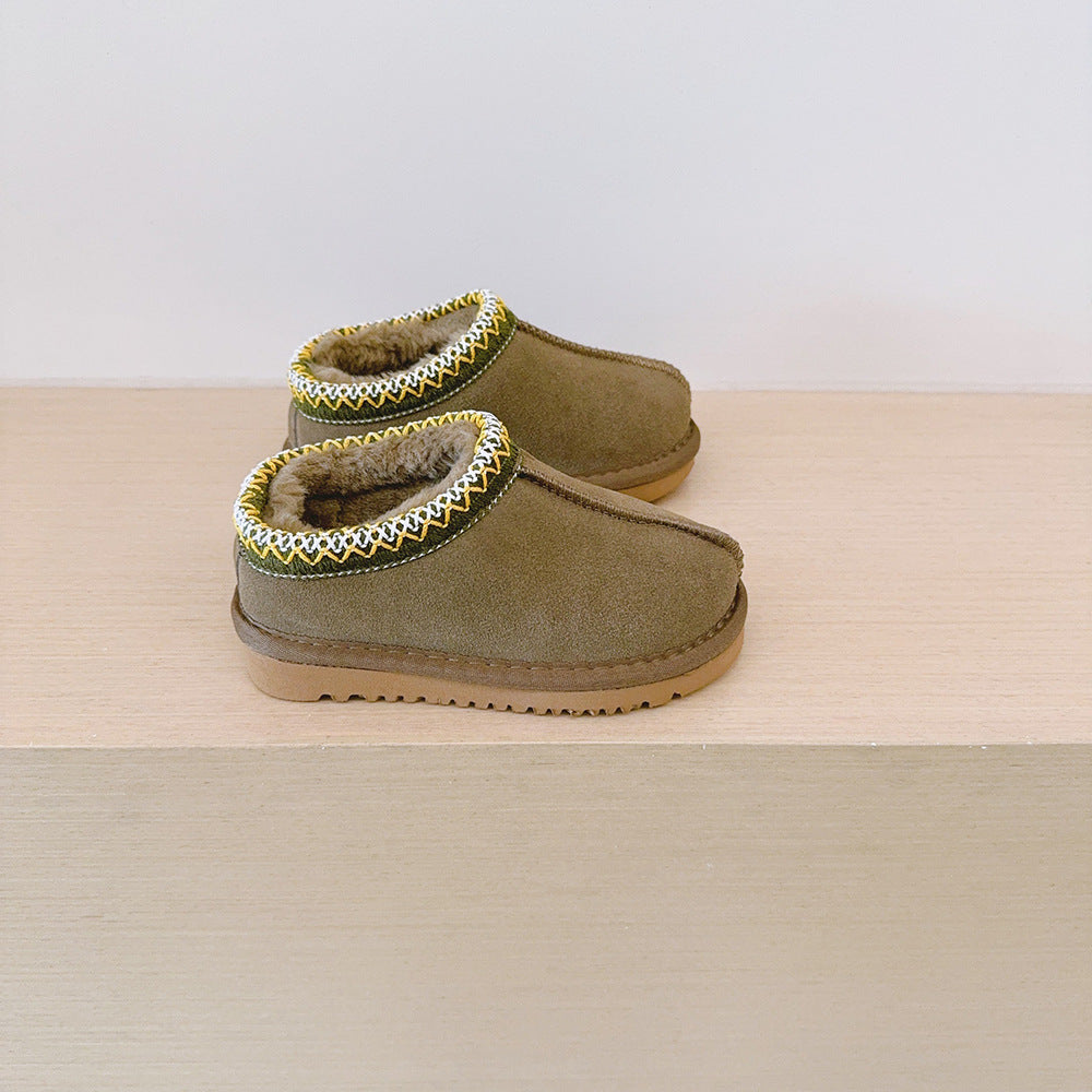 Soft Plush Suede Braid Slippers