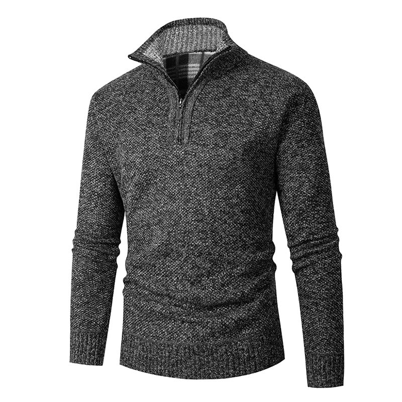 Warm Zip Up High Neck Knitted Sweater