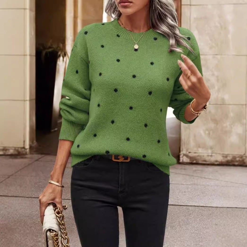 Soft Relaxed Fit Women's Polka Dot Sweater - OutfitLondon
