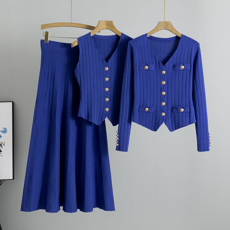 Stylish V Neck Suit Vest and Pencil Skirt Set