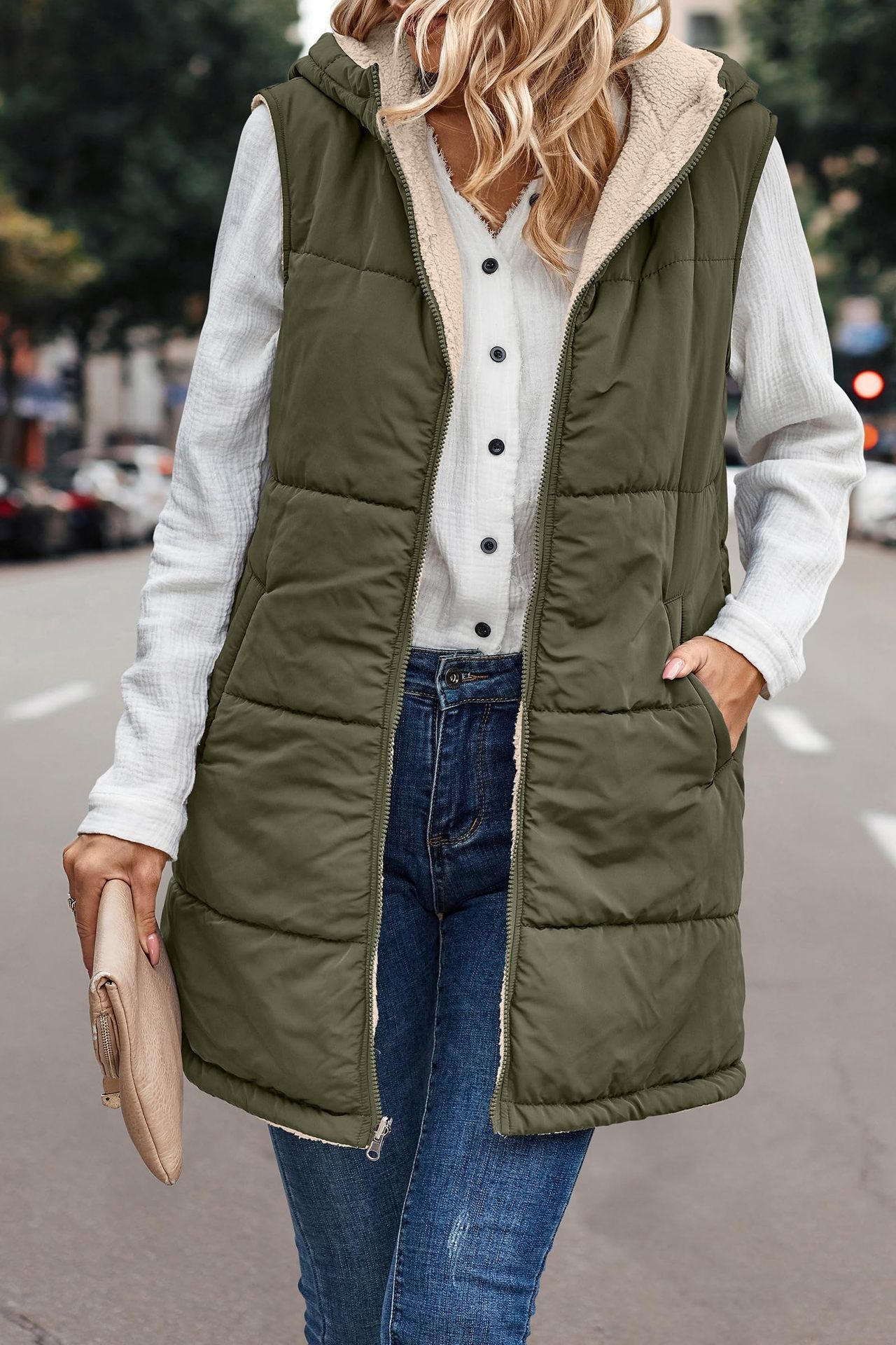 Cozy Reversible Hooded Puffer Vest