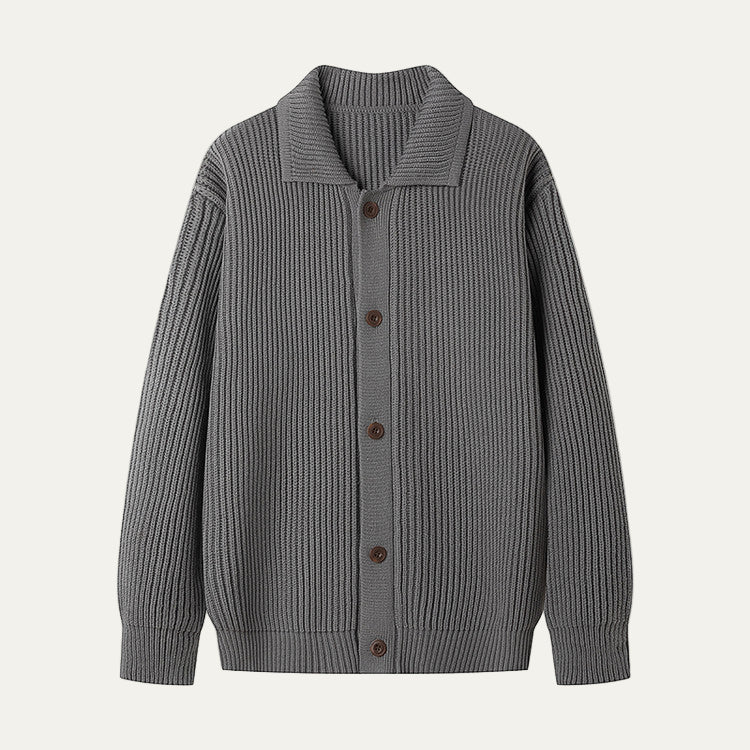 Men's Thick Cable Pattern Sweater Cardigan