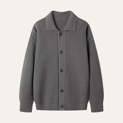 Men's Thick Cable Pattern Sweater Cardigan