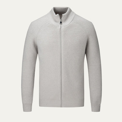 Men's Thick Crew Neck Zip Sweater