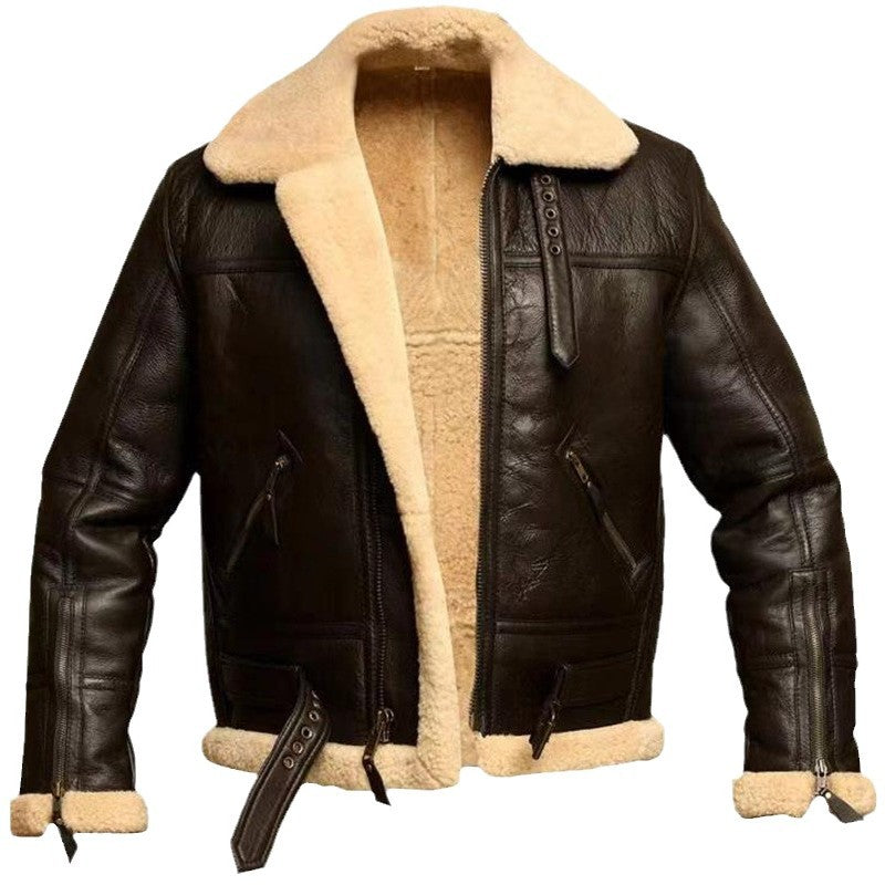 Warm Faux Leather Parka Coat with Soft Lining