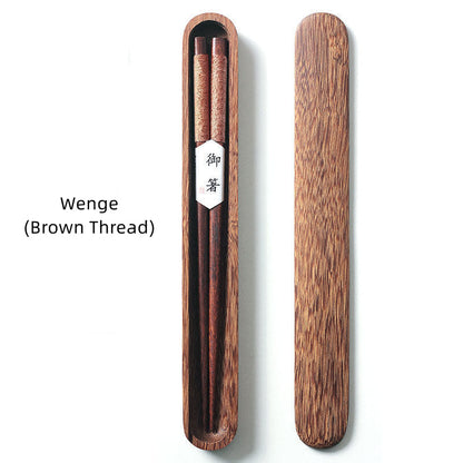 Traditional Black Wooden Chopsticks Gift Set