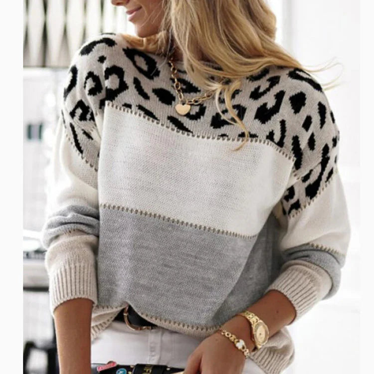 Fashionable Leopard Pattern Women's Sweater - OutfitLondon