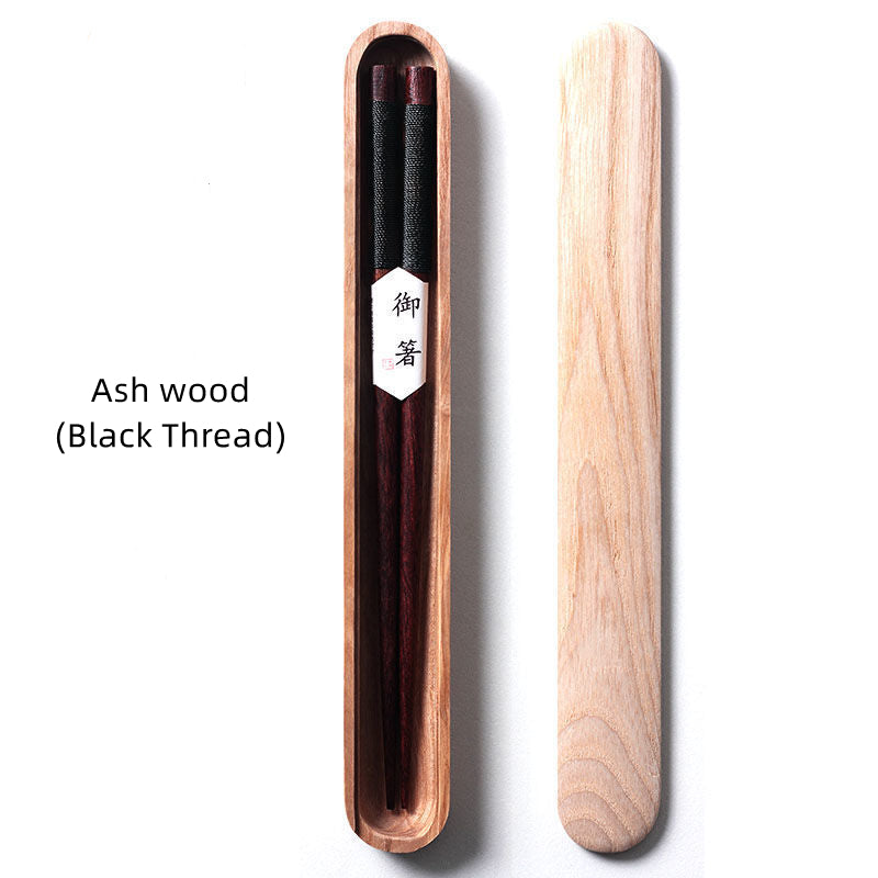 Traditional Black Wooden Chopsticks Gift Set