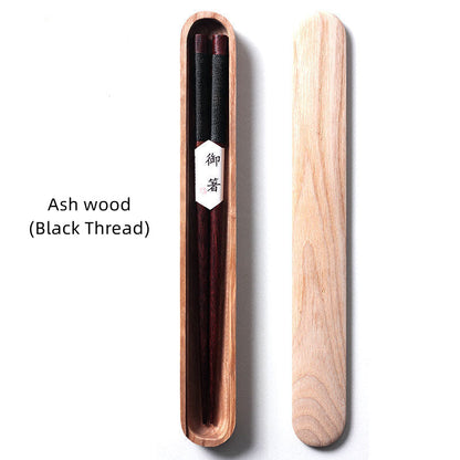 Traditional Black Wooden Chopsticks Gift Set
