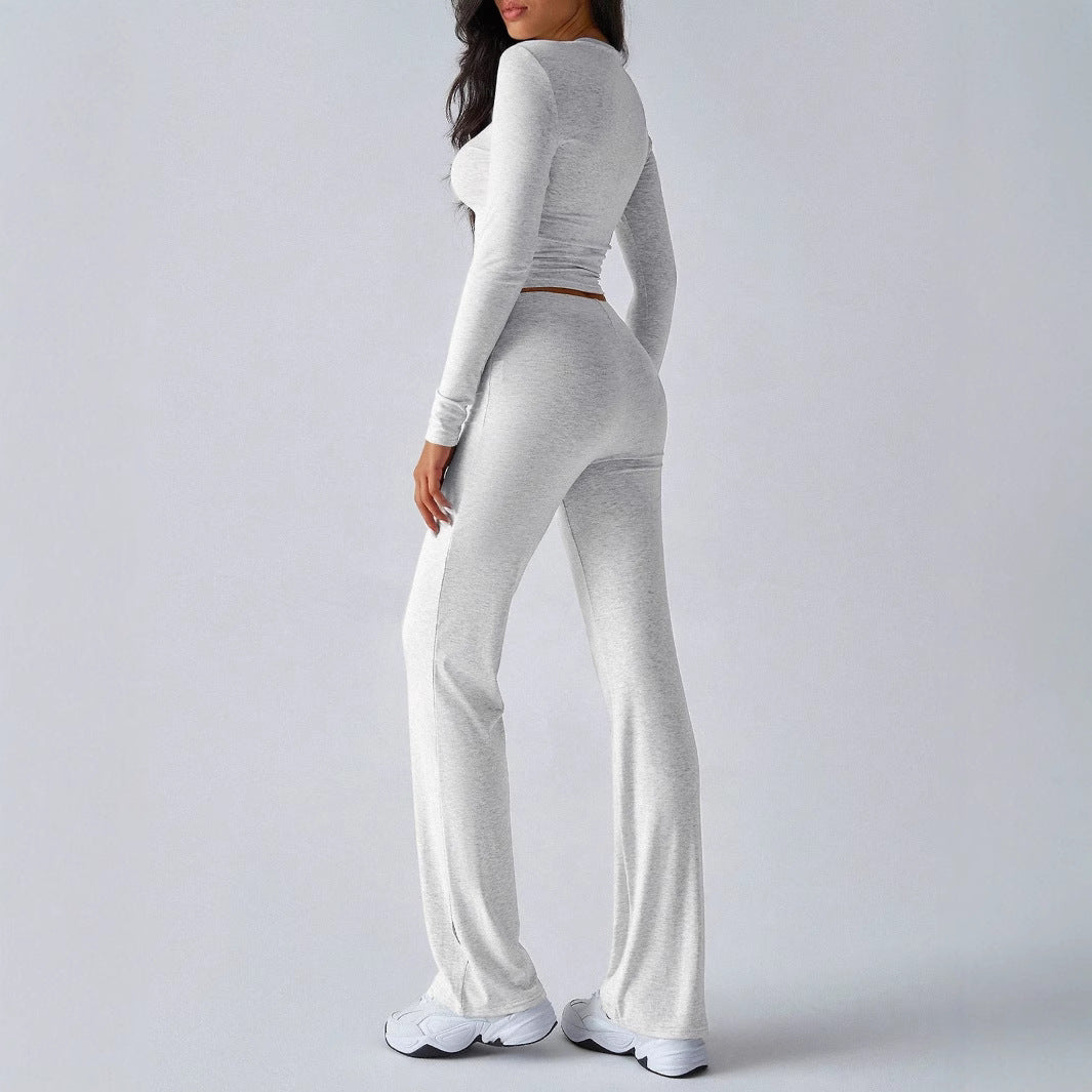 Relaxed Fit Crop Top and Elastic Waist Pants Set