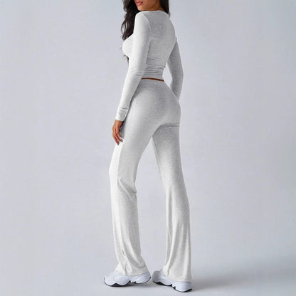Relaxed Fit Crop Top and Elastic Waist Pants Set
