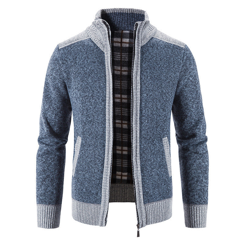 Men's Thick Cable Knit Zipper Sweater Cardigan