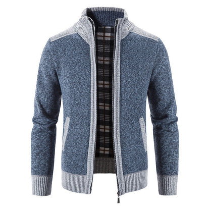 Men's Thick Cable Knit Zipper Sweater Cardigan