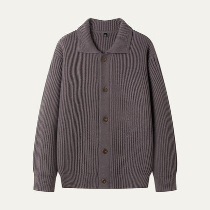 Men's Thick Cable Pattern Sweater Cardigan