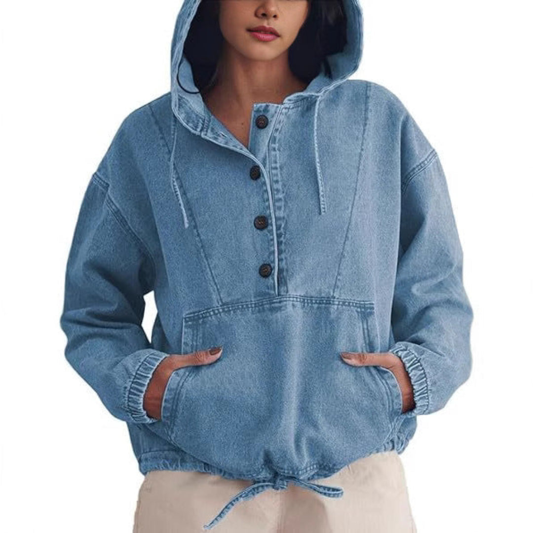 Slim Water Resistant Hooded Jacket with Button Front