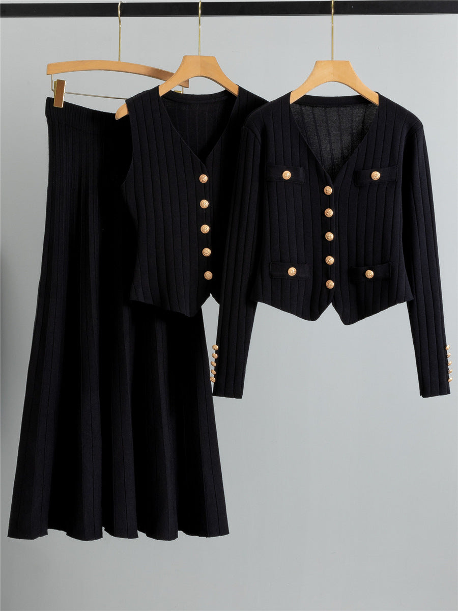 Stylish V Neck Suit Vest and Pencil Skirt Set