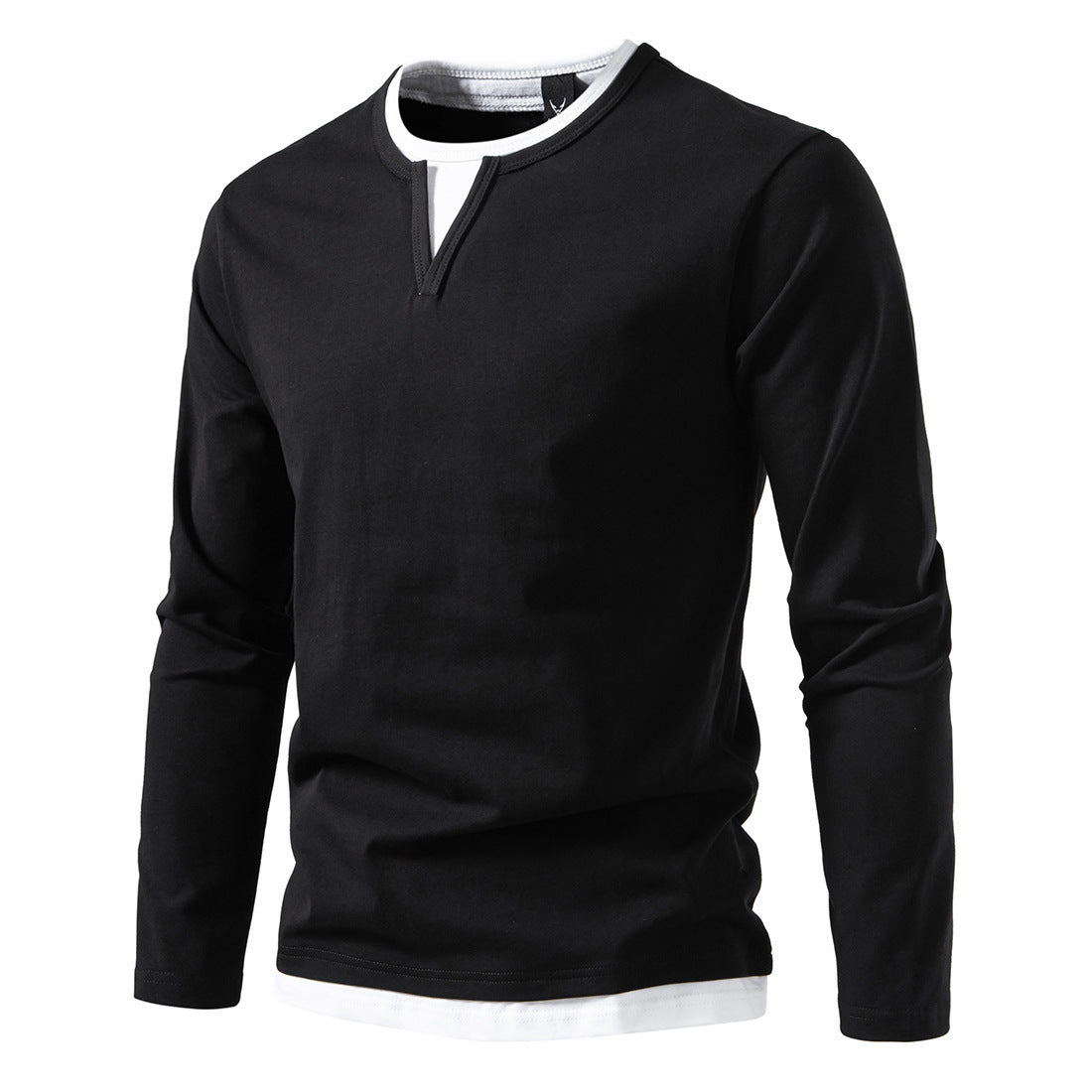 Classic V-Neck Long-Sleeve Layered Top Shirt