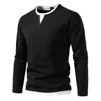 Classic V-Neck Long-Sleeve Layered Top Shirt