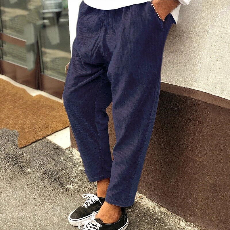 Casual Mens Corduroy Trousers Loose Fit