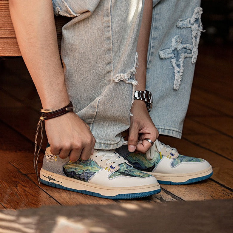 Kunstzinnige Sterrennacht Sneakers voor Mannen