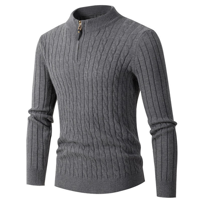 Warm Zip Neck Cable Knit Sweater