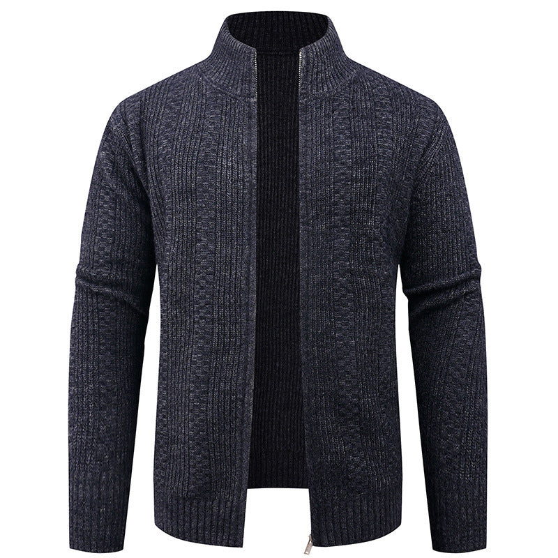 Thick Knit High Neck Cardigan Sweater