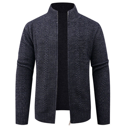 Men's Thick Quilted Zip Up Sweater Jacket