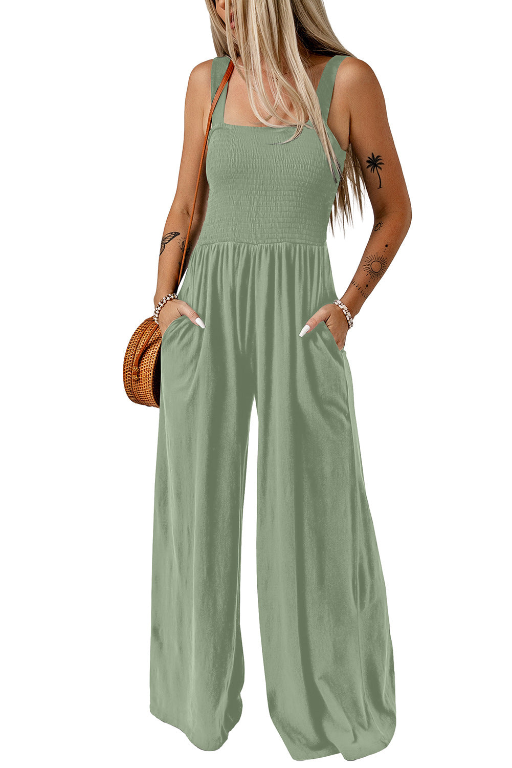 Comfortable Flowy Square Neck Jumpsuit