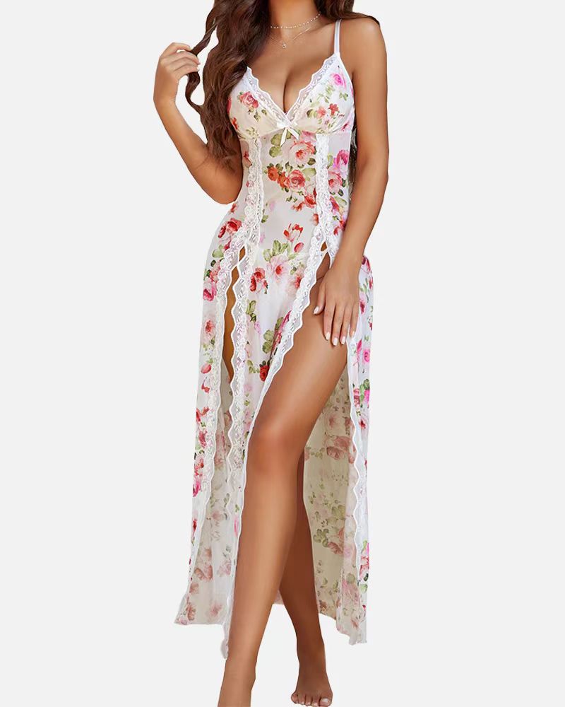Relaxed Fit V Neck Nightgown Dress