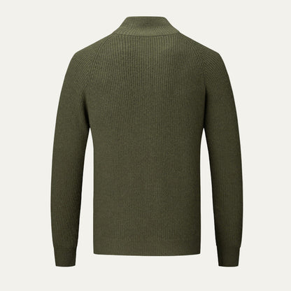 Men's Thick Crew Neck Zip Sweater