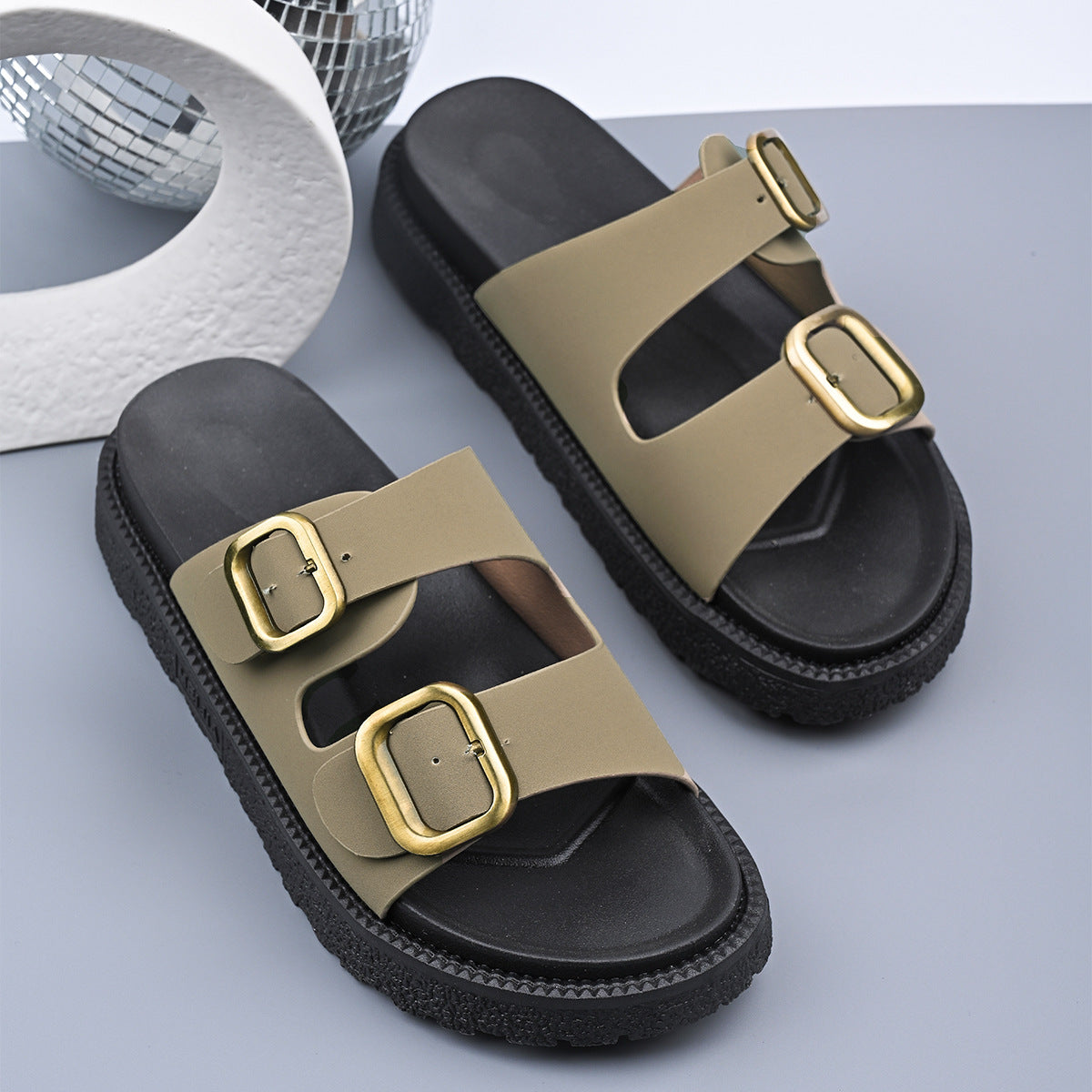Trendy Double Strap Summer Wedge Sandals