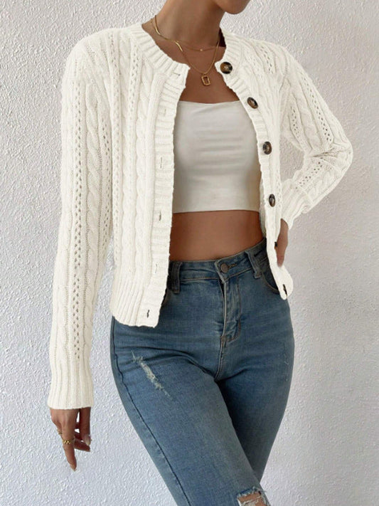 Soft Women's Cable Knit Open Cardigan Sweater - OutfitLondon