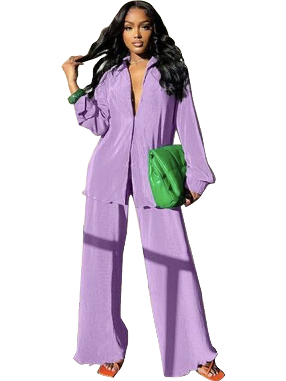 Women's Classic Collar Long Sleeve Pant Suit