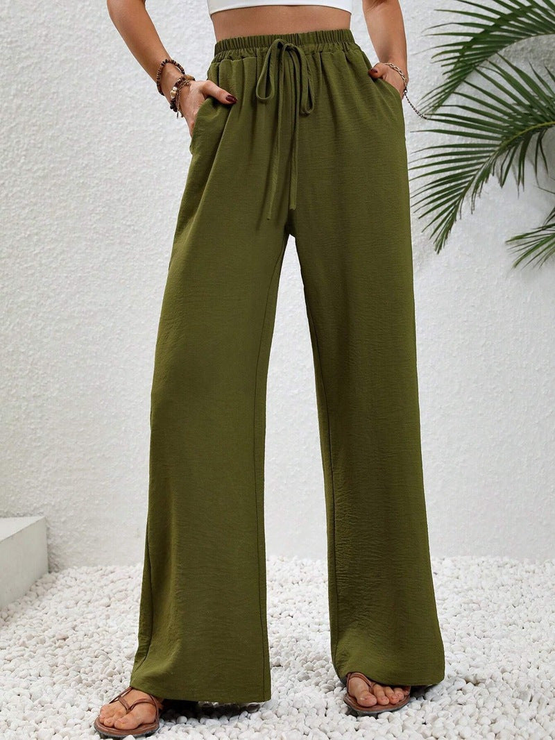 Relaxed Fit Elastic Waist Pants