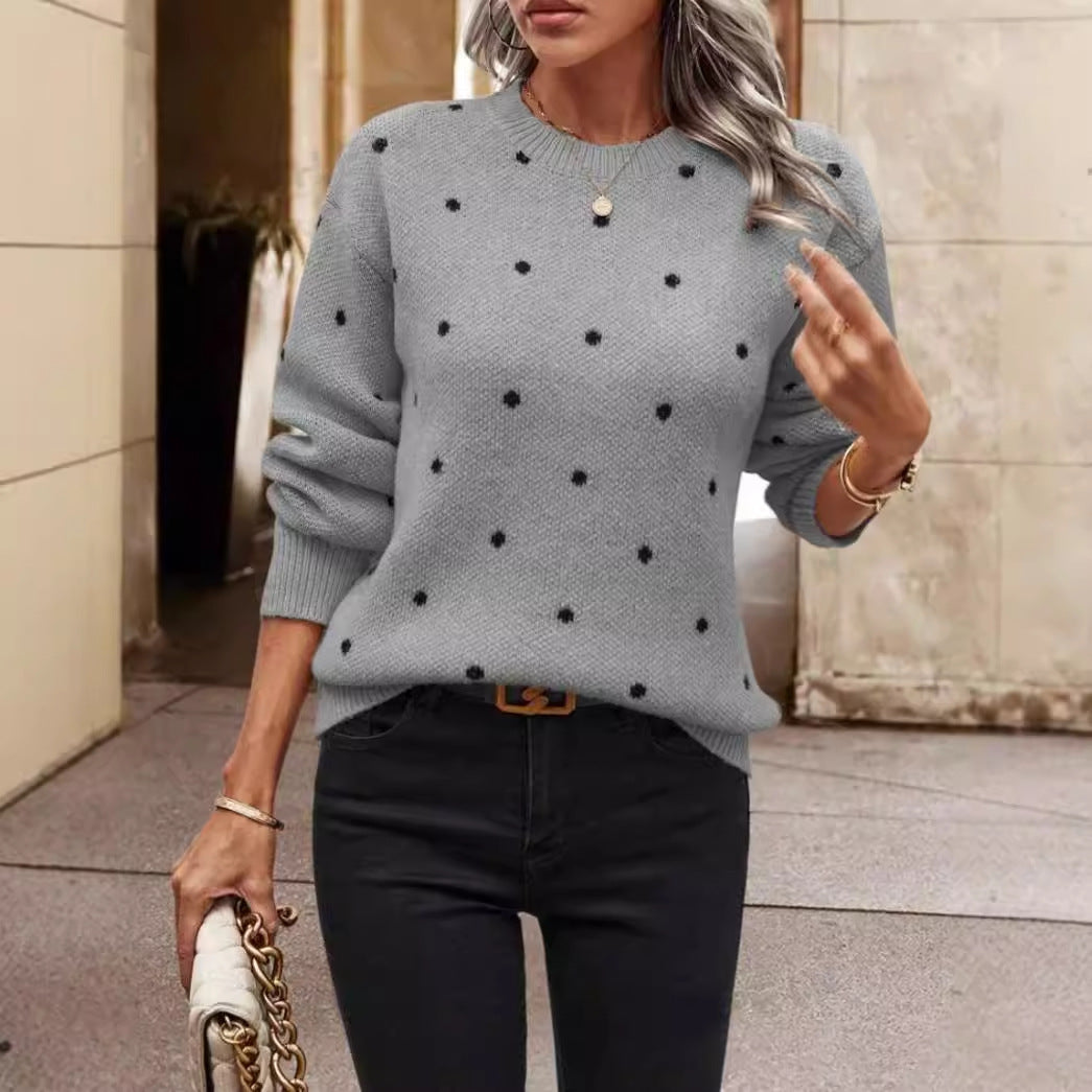 Soft Relaxed Fit Women's Polka Dot Sweater