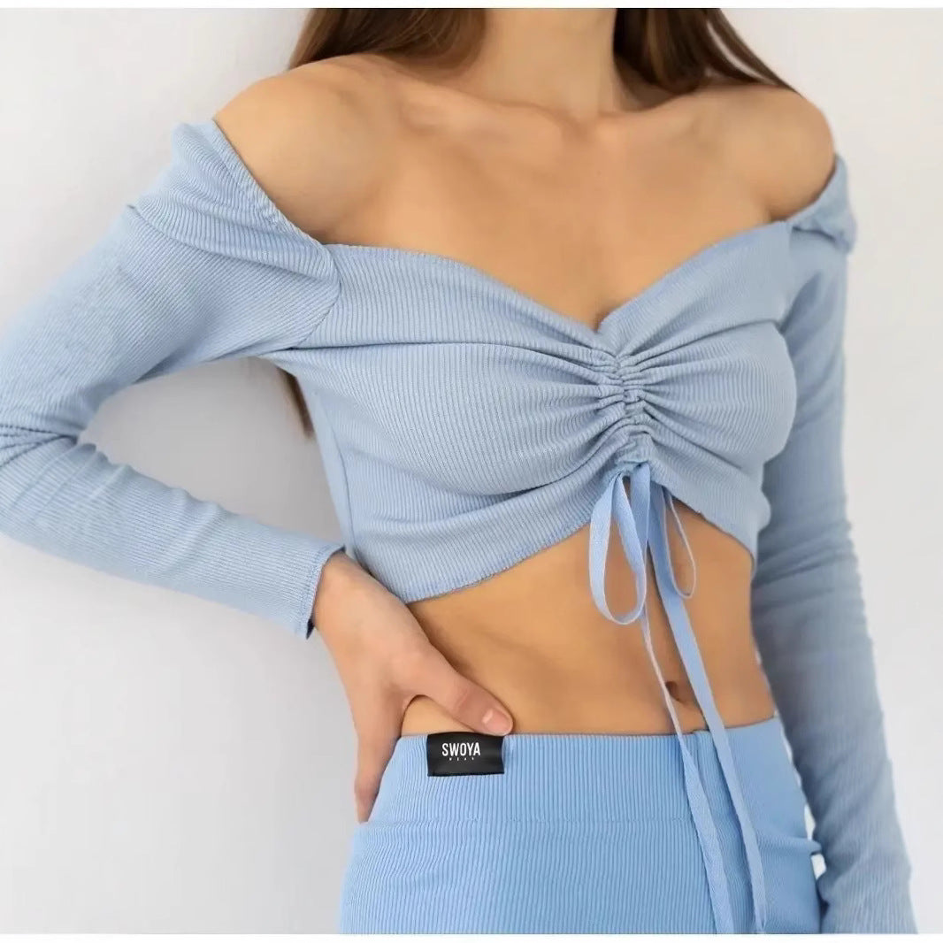 Ladies' Classic Ruffled Front Long Sleeve Top