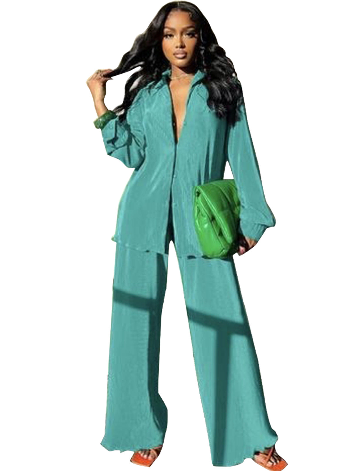 Women's Classic Collar Long Sleeve Pant Suit